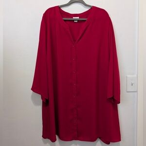 Avenue Elegant Red Chiffon Women's Tunic Top Size 30/32